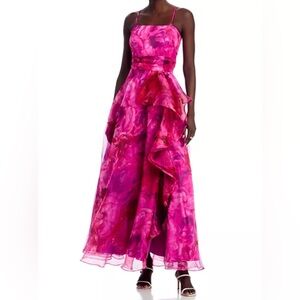 Eliza J Ruffled Pink Floral Women's Dress